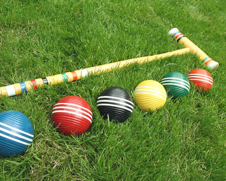 Croquet mallet and balls