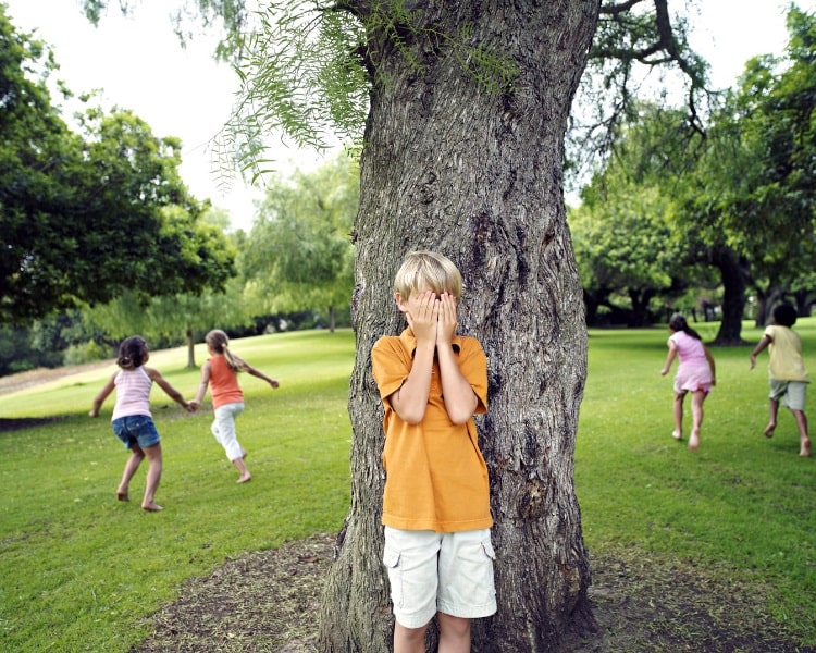 Playing hide and seek outside