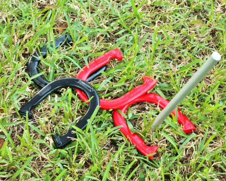 Set of horseshoes and stake