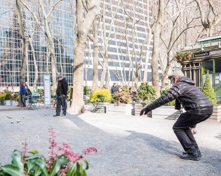 Playing Petanque outside