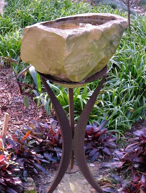 Metal and Stone Bird Bath