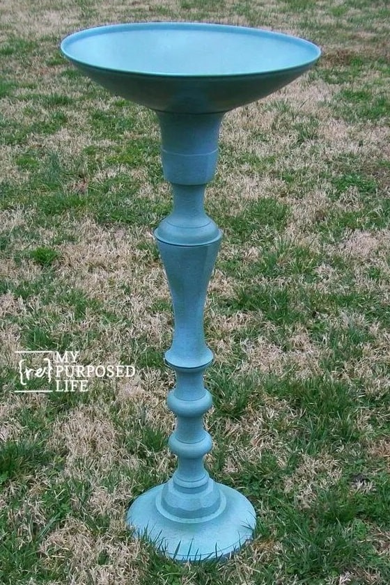 DIY Candlestick Birdbath