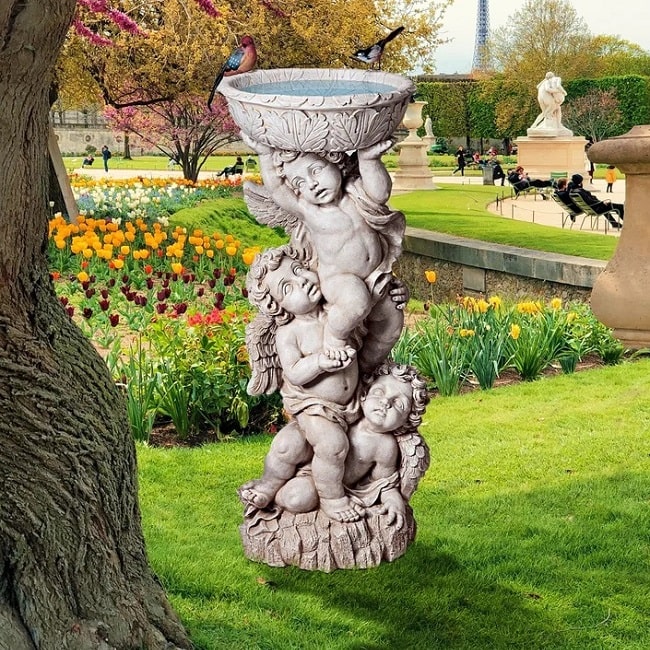 Three Cherubs Birdbath