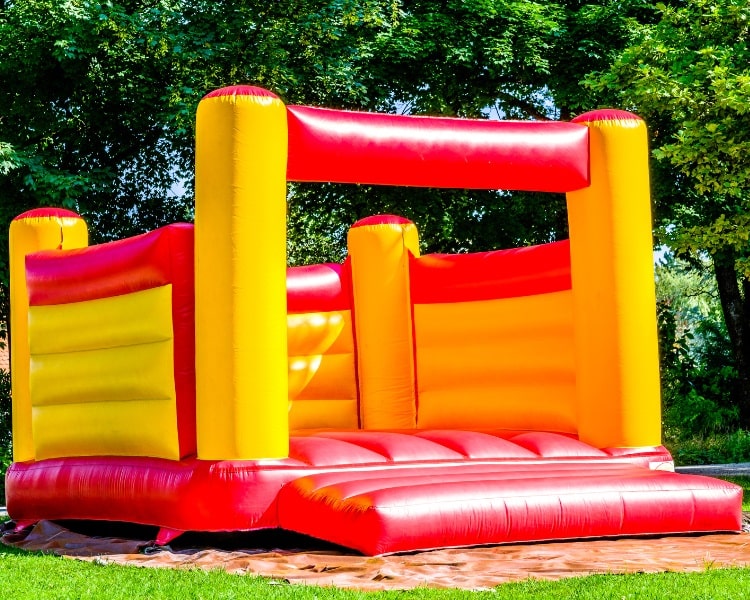 Clean bouncy castle in backyard
