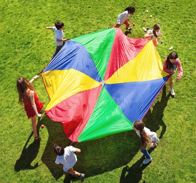Merry-go-round parachute game