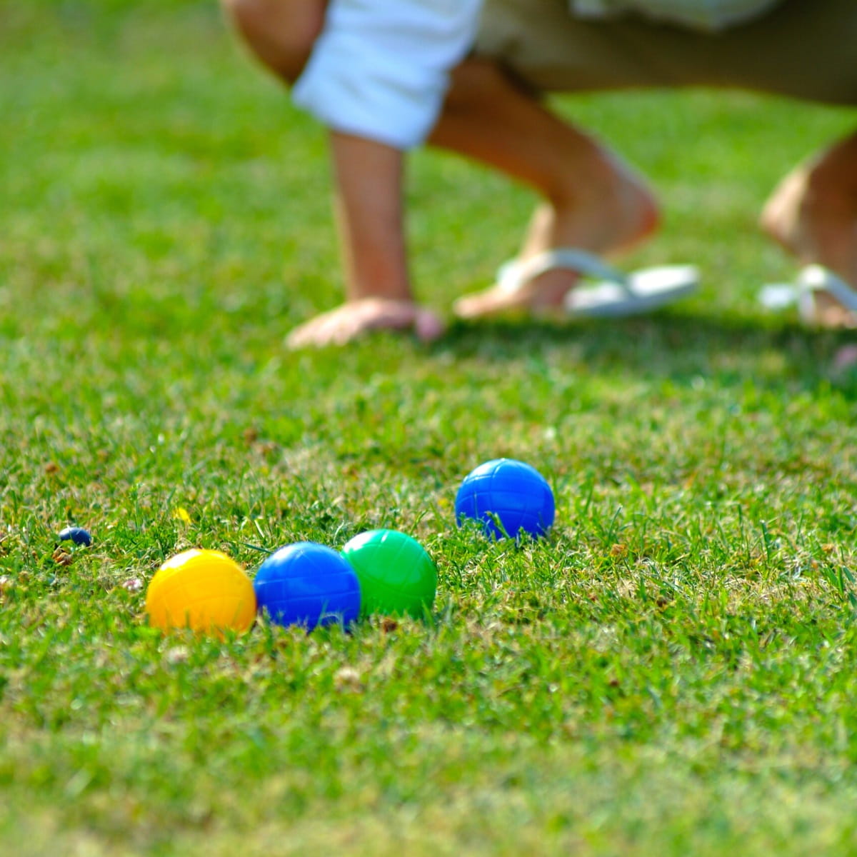 Bocce play in action