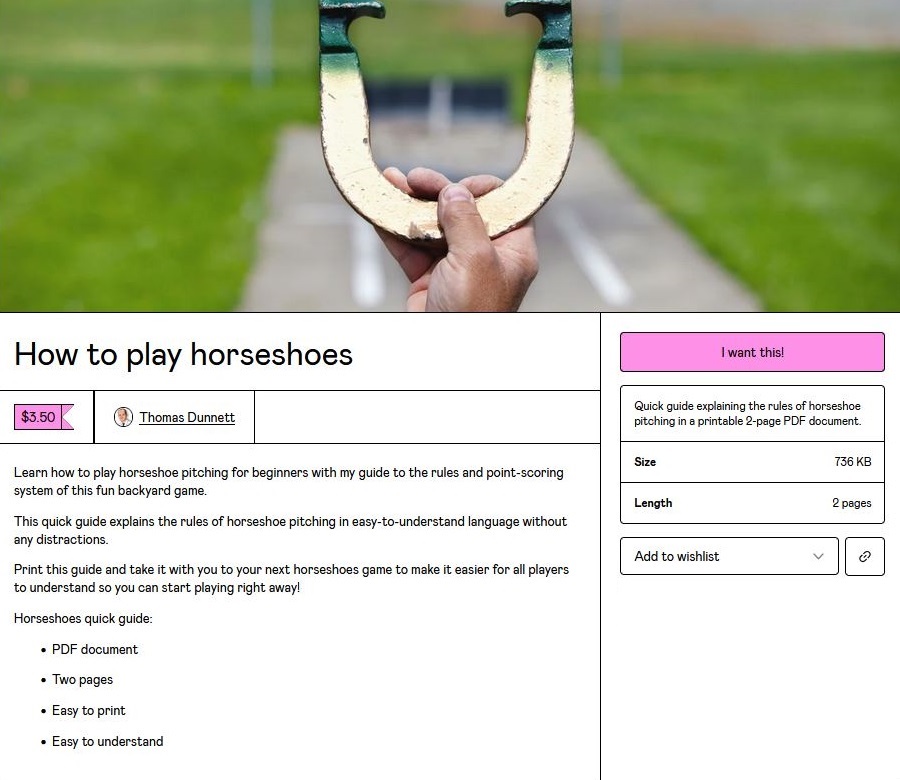 Horseshoe rules quick guide