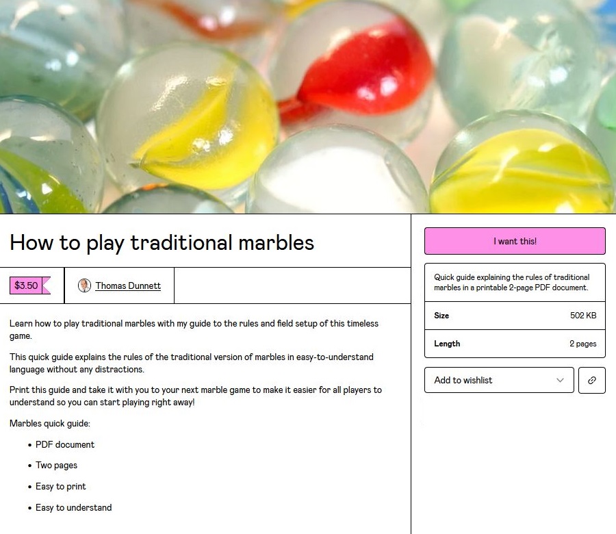 Marbles rules quick guide
